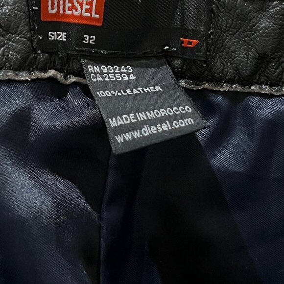 Diesel “Industry Division” Black Washed Leather Pants - Picture 7 of 12